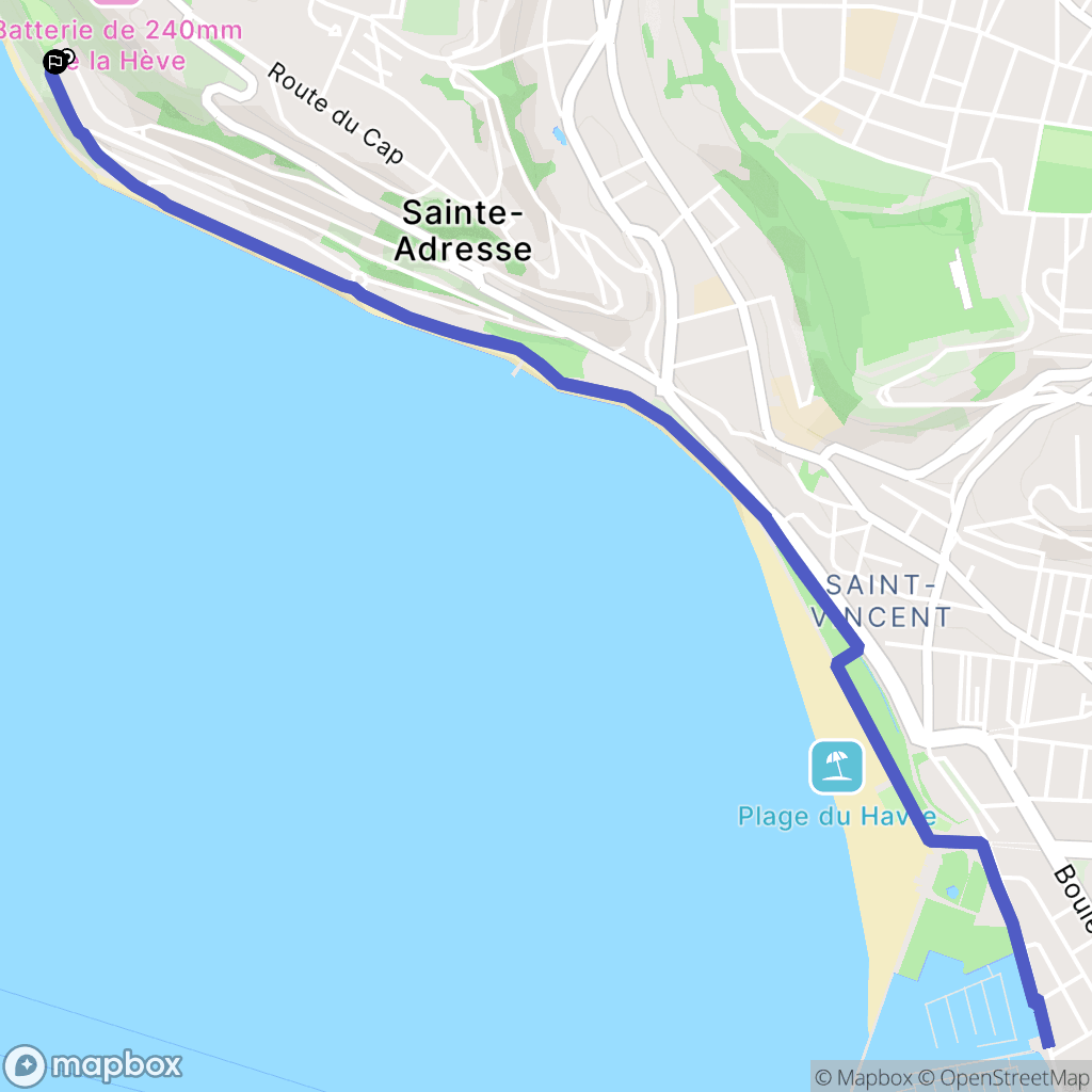 Sainte-Adresse : carte du parcours de randonnée - France