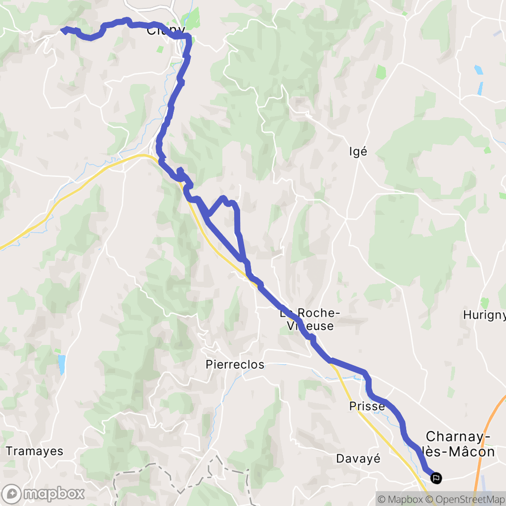 Charnay-lès-Mâcon : carte du parcours de randonnée - France