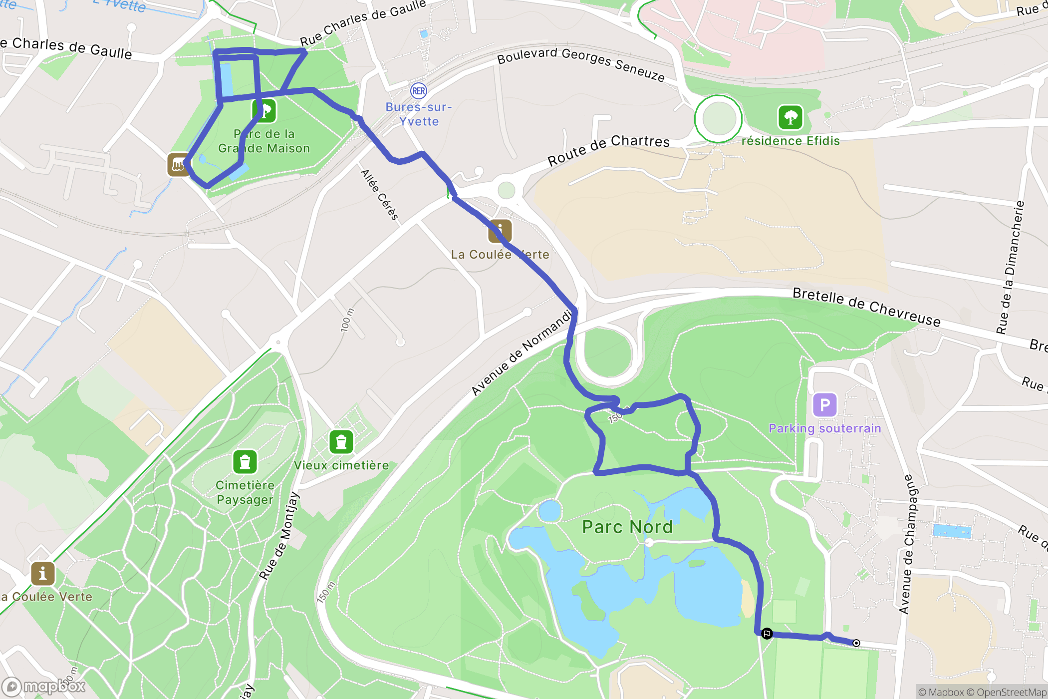 Les Ulis : carte du parcours de randonnée - France