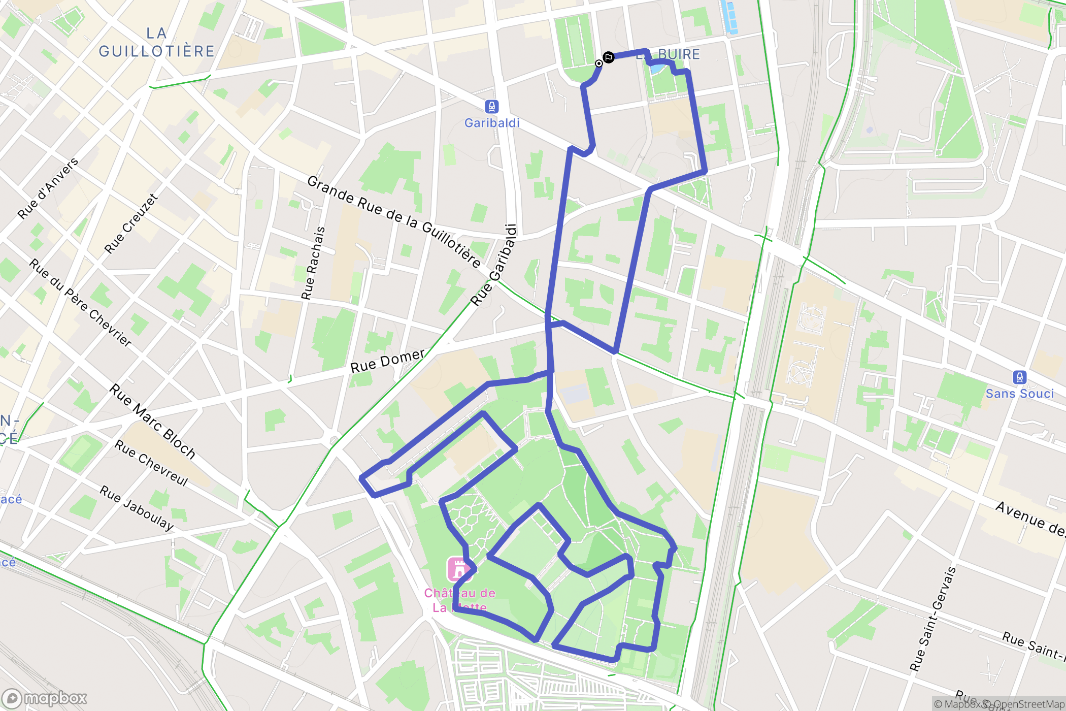 Lyon : carte du parcours de randonnée - France