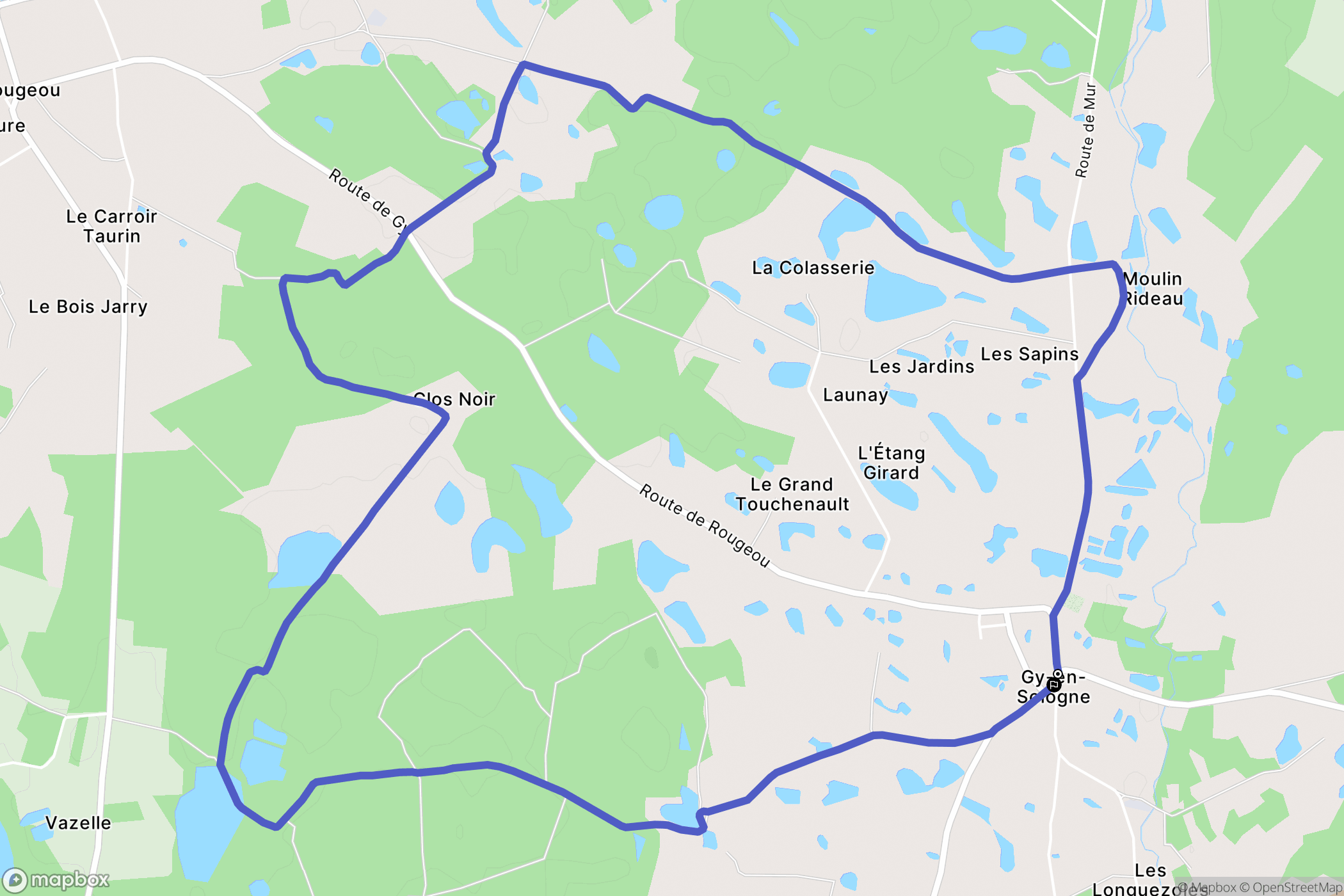 Gy-en-Sologne : carte du parcours de randonnée - France