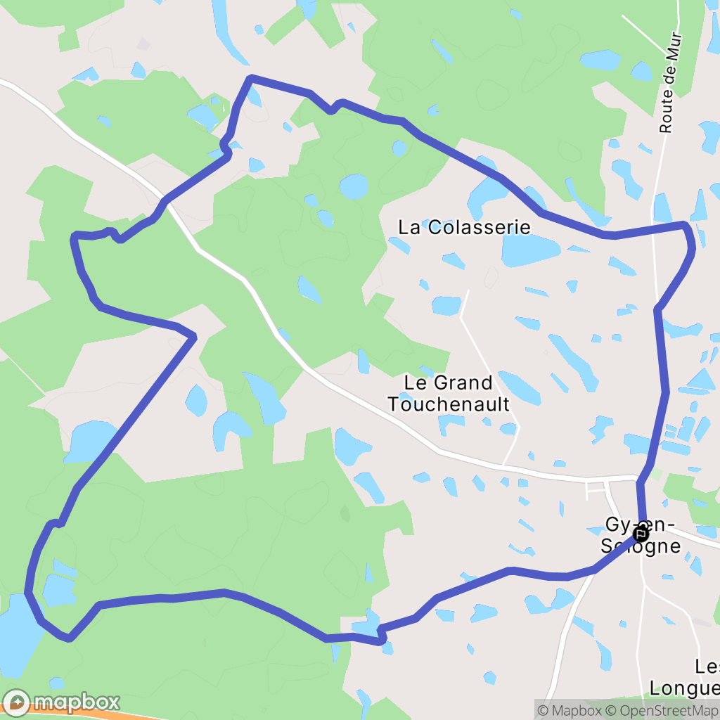 Gy-en-Sologne : carte du parcours de randonnée - France