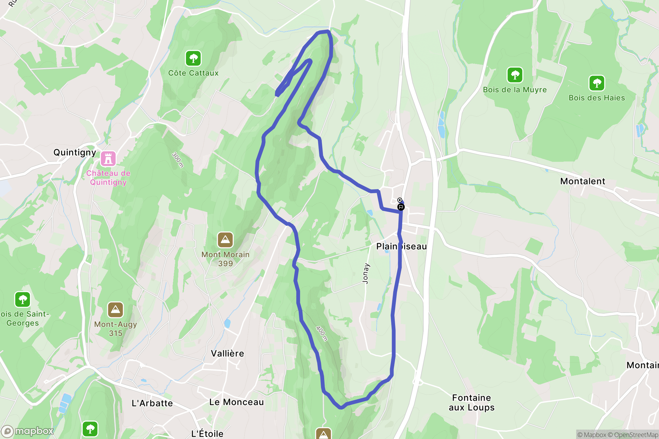 Plainoiseau : carte du parcours de randonnée - France