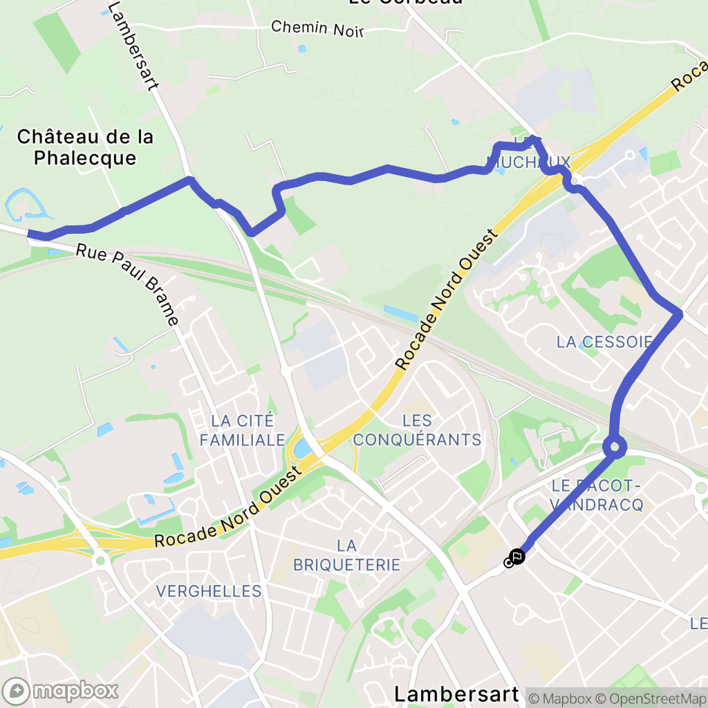 Lambersart : carte du parcours de randonnée - France