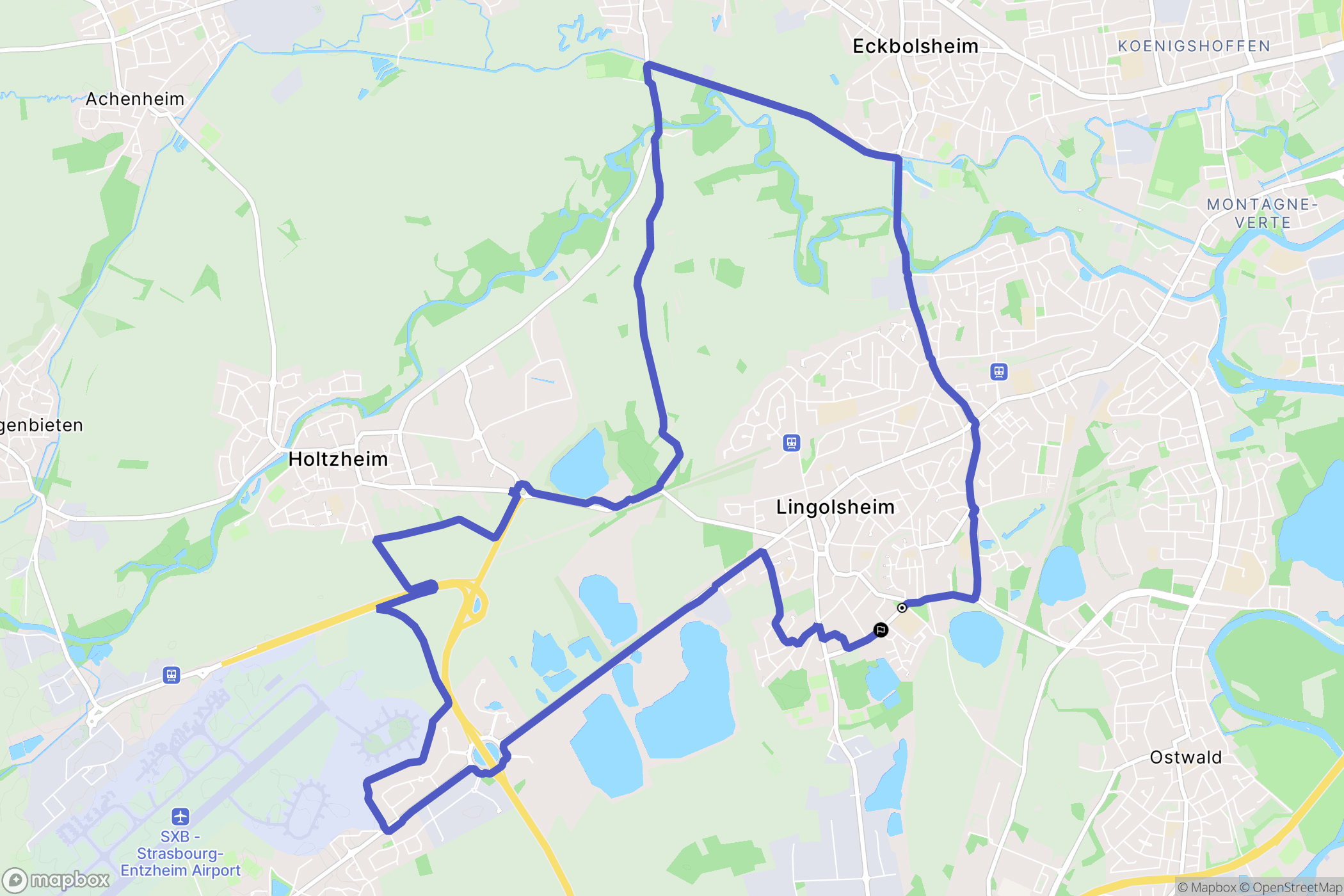 Lingolsheim : carte du parcours de randonnée - France