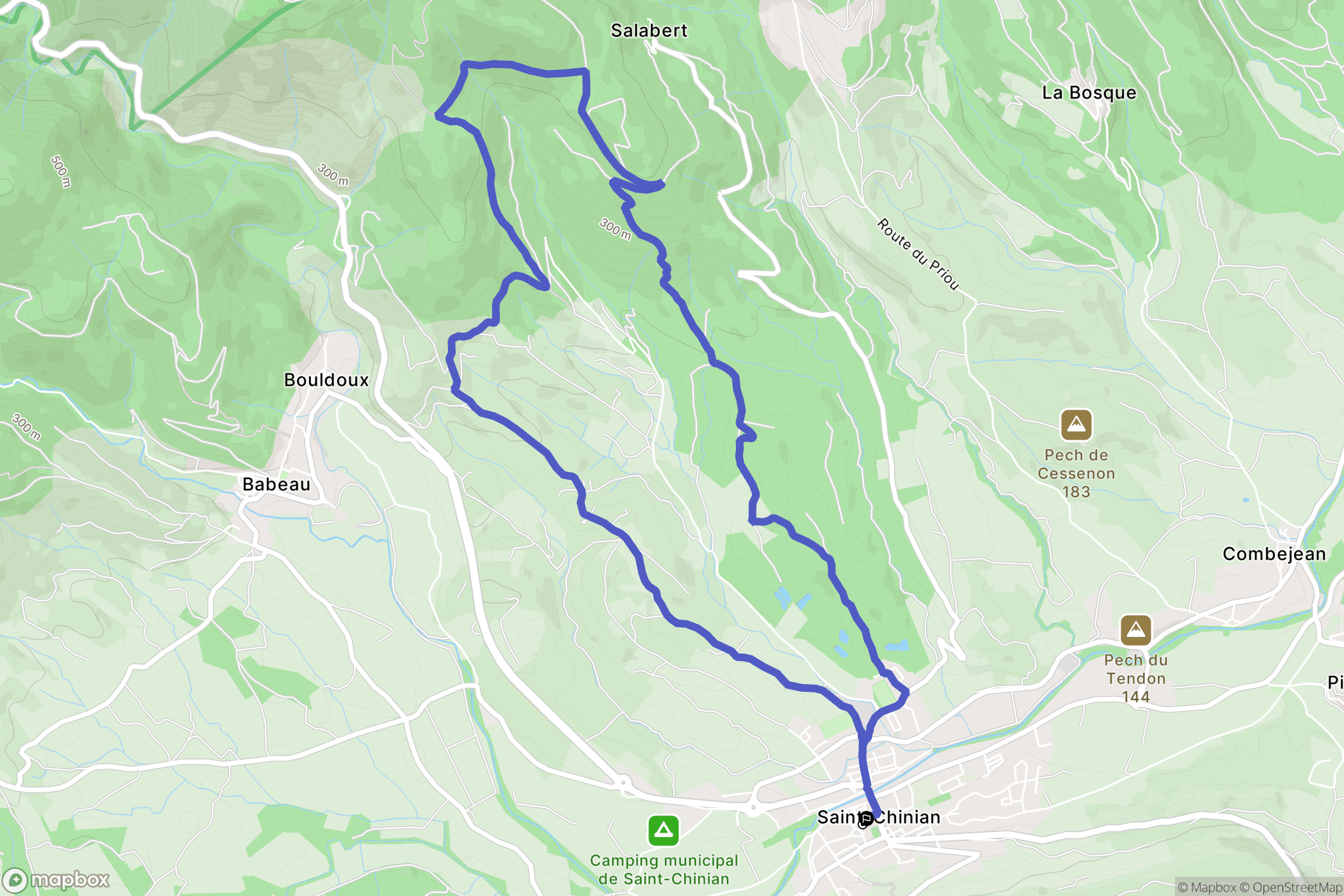 Saint-Chinian : carte du parcours de randonnée - France