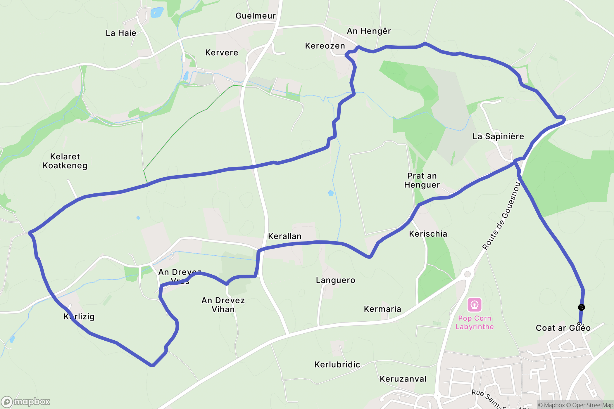 Guilers : carte du parcours de randonnée - France