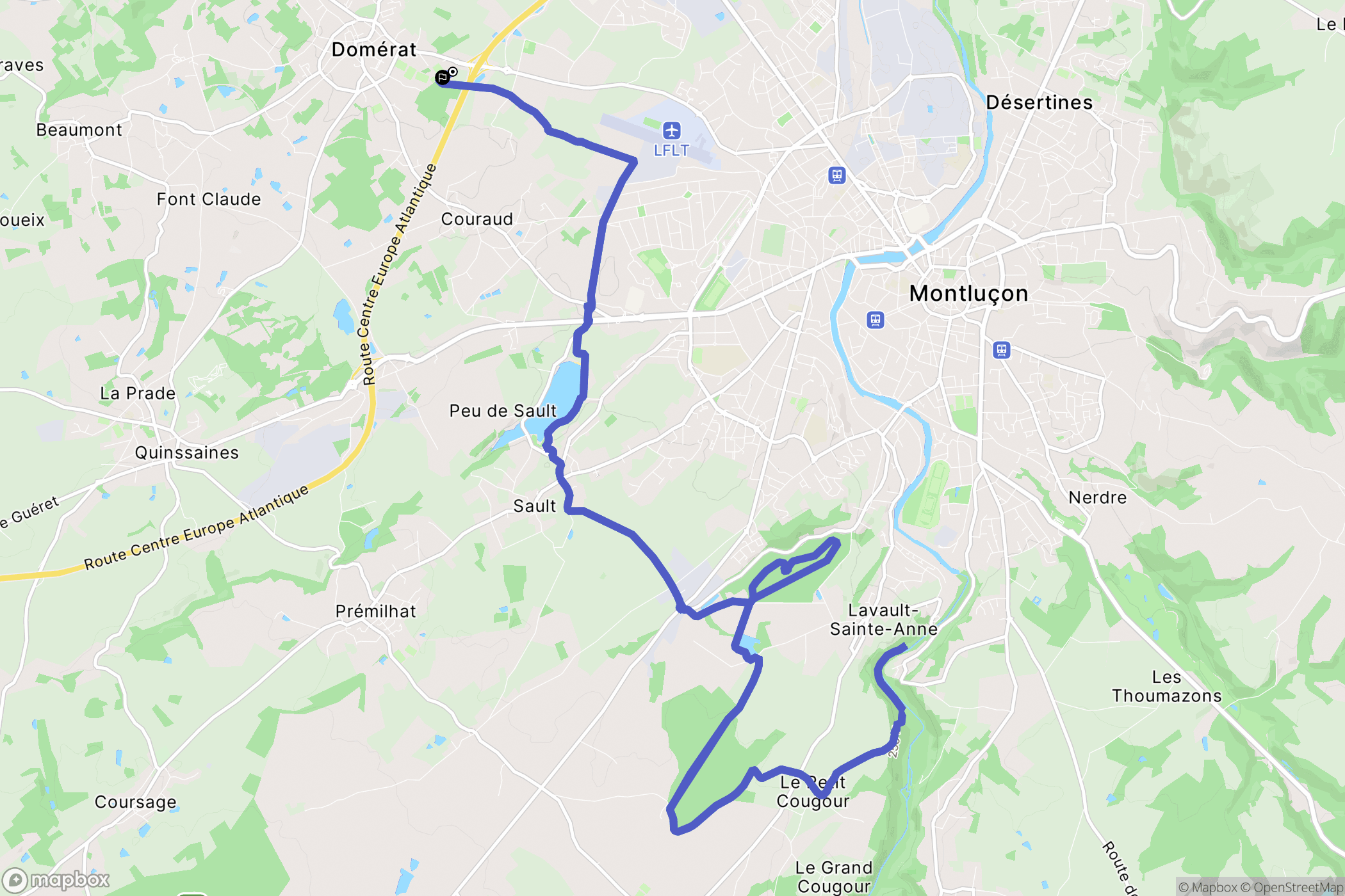 Domérat : carte du parcours de randonnée - France