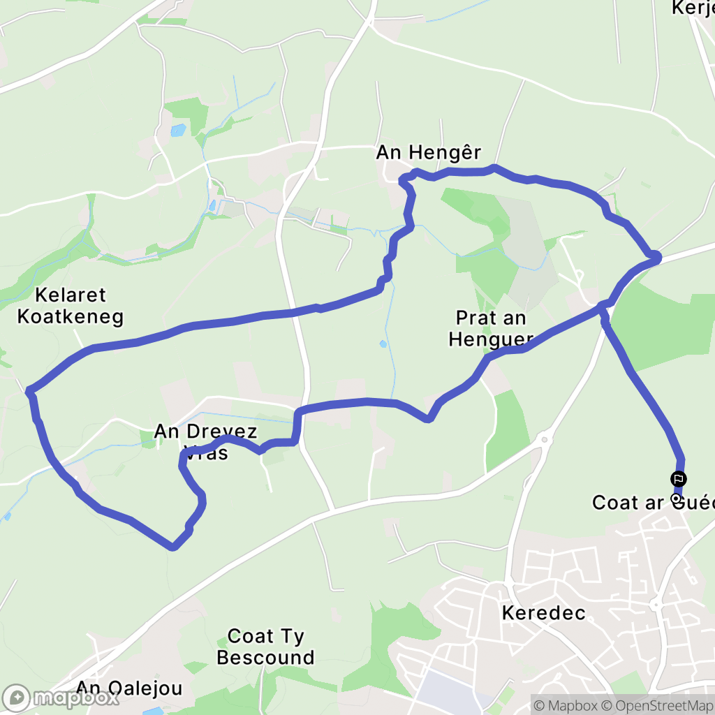 Guilers : carte du parcours de randonnée - France