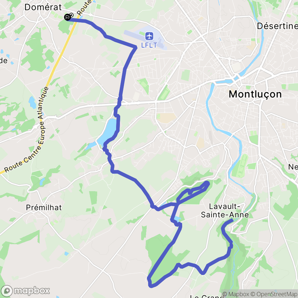 Domérat : carte du parcours de randonnée - France