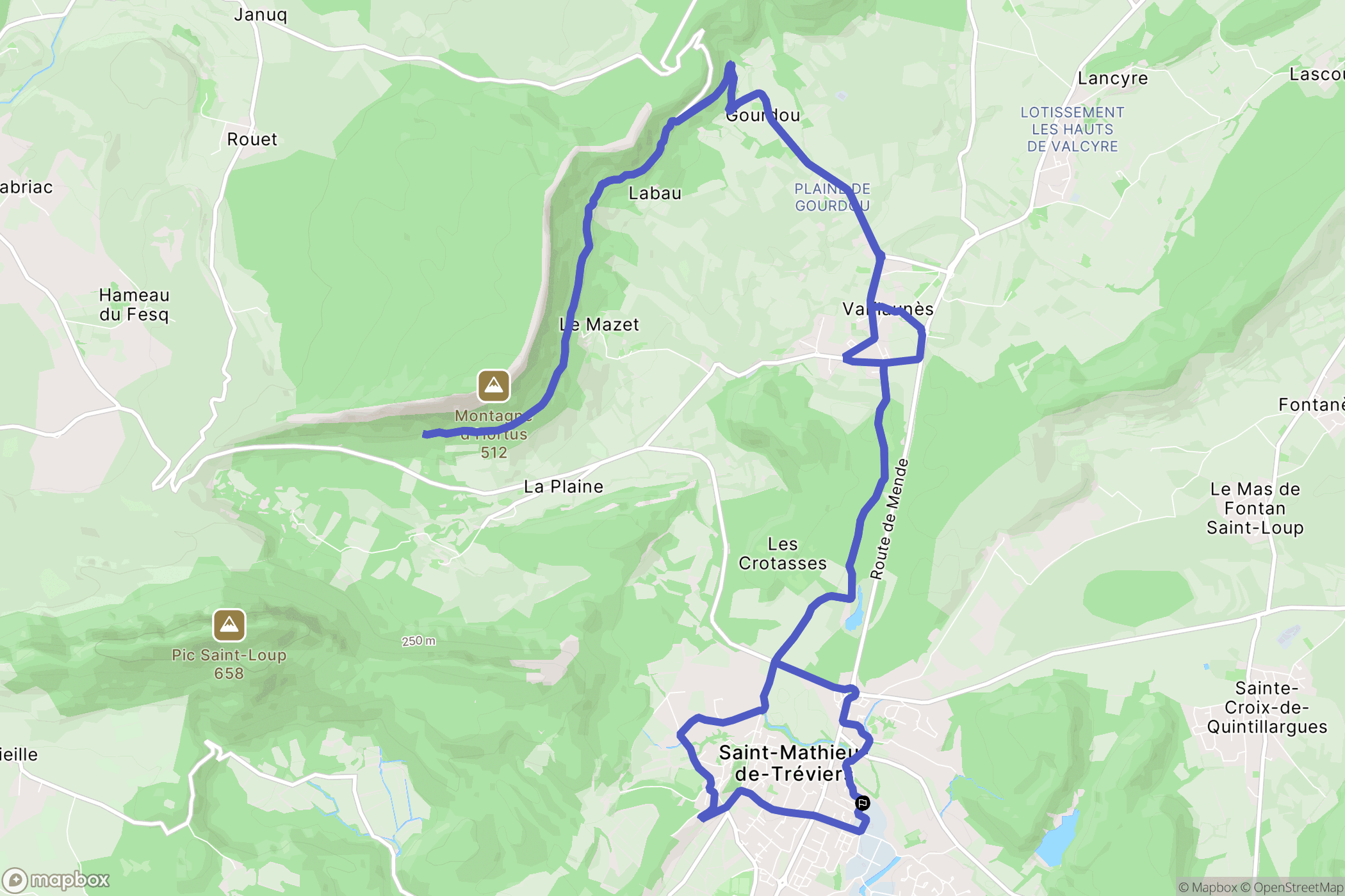 Saint Mathieu de Tréviers : carte du parcours de randonnée - France
