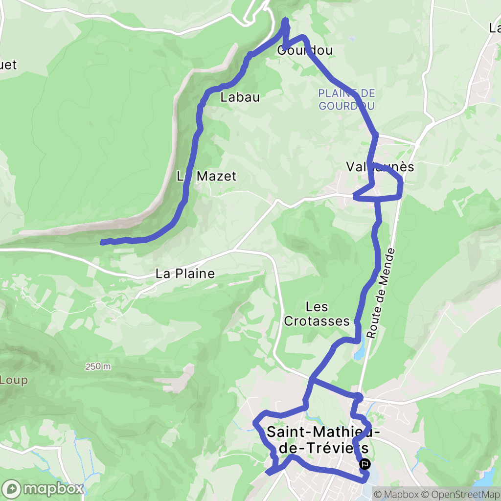 Saint Mathieu de Tréviers : carte du parcours de randonnée - France