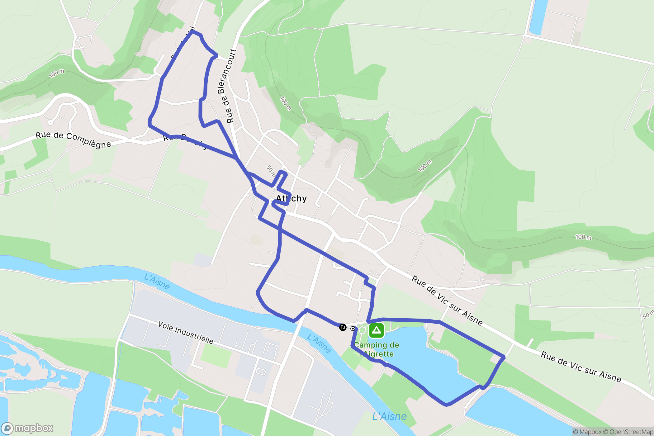 Attichy : carte du parcours de randonnée - France