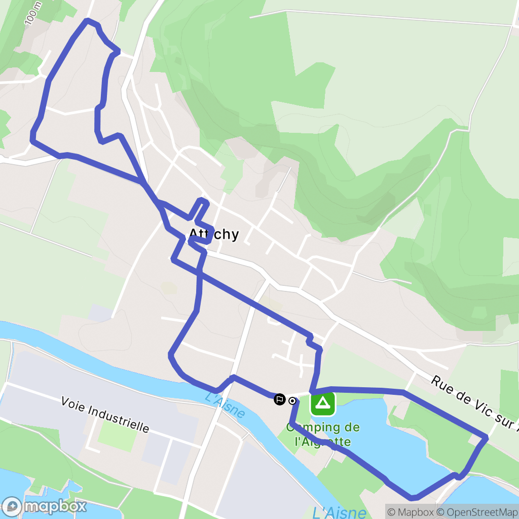 Attichy : carte du parcours de randonnée - France