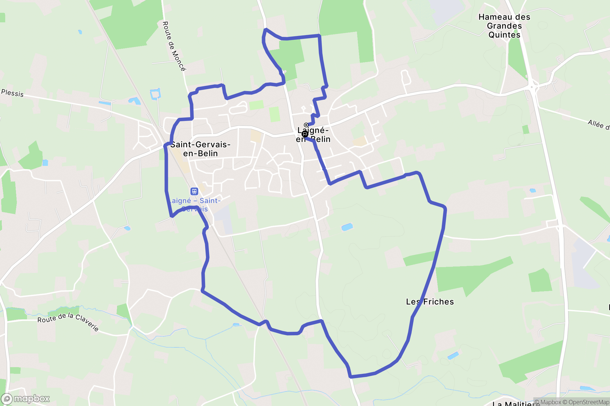 Laigné-en-Belin : carte du parcours de randonnée - France