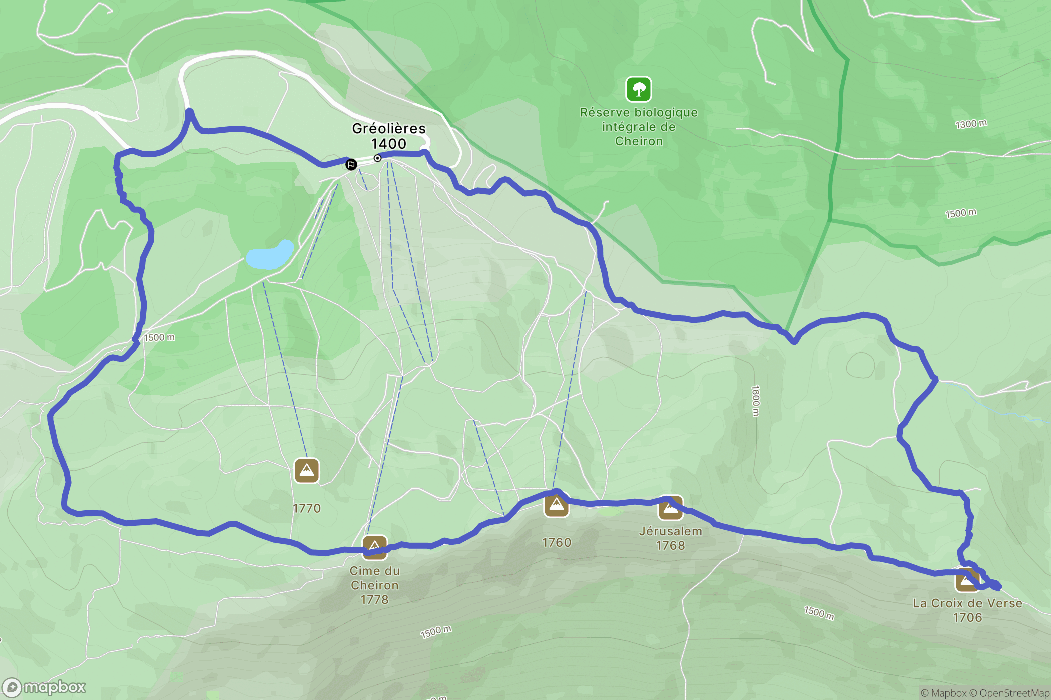 Gréolières : carte du parcours de randonnée - France