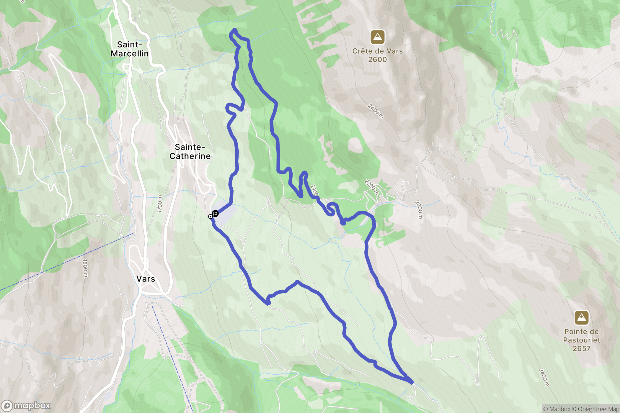 Vars : carte du parcours de randonnée - France
