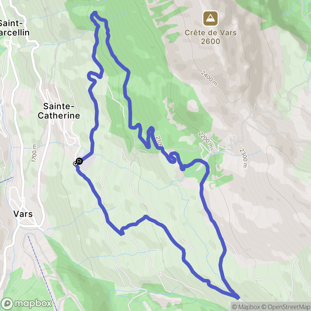 Vars : carte du parcours de randonnée - France