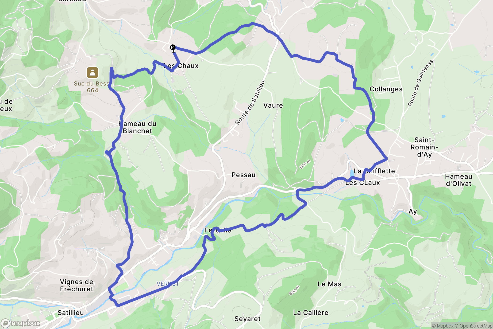 Saint-Alban-d'Ay : carte du parcours de randonnée - France