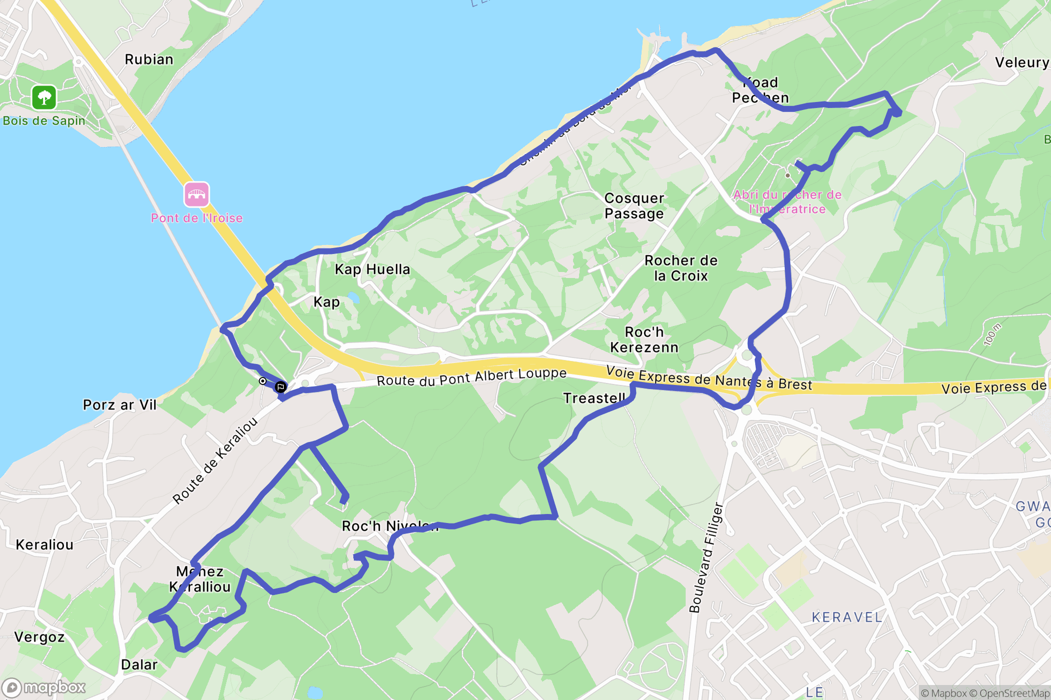 Plougastel-Daoulas : carte du parcours de randonnée - France
