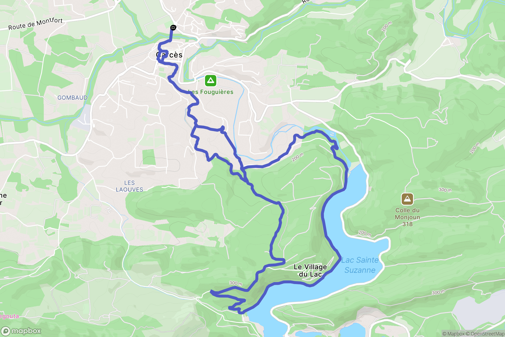 Carcès : carte du parcours de randonnée - France