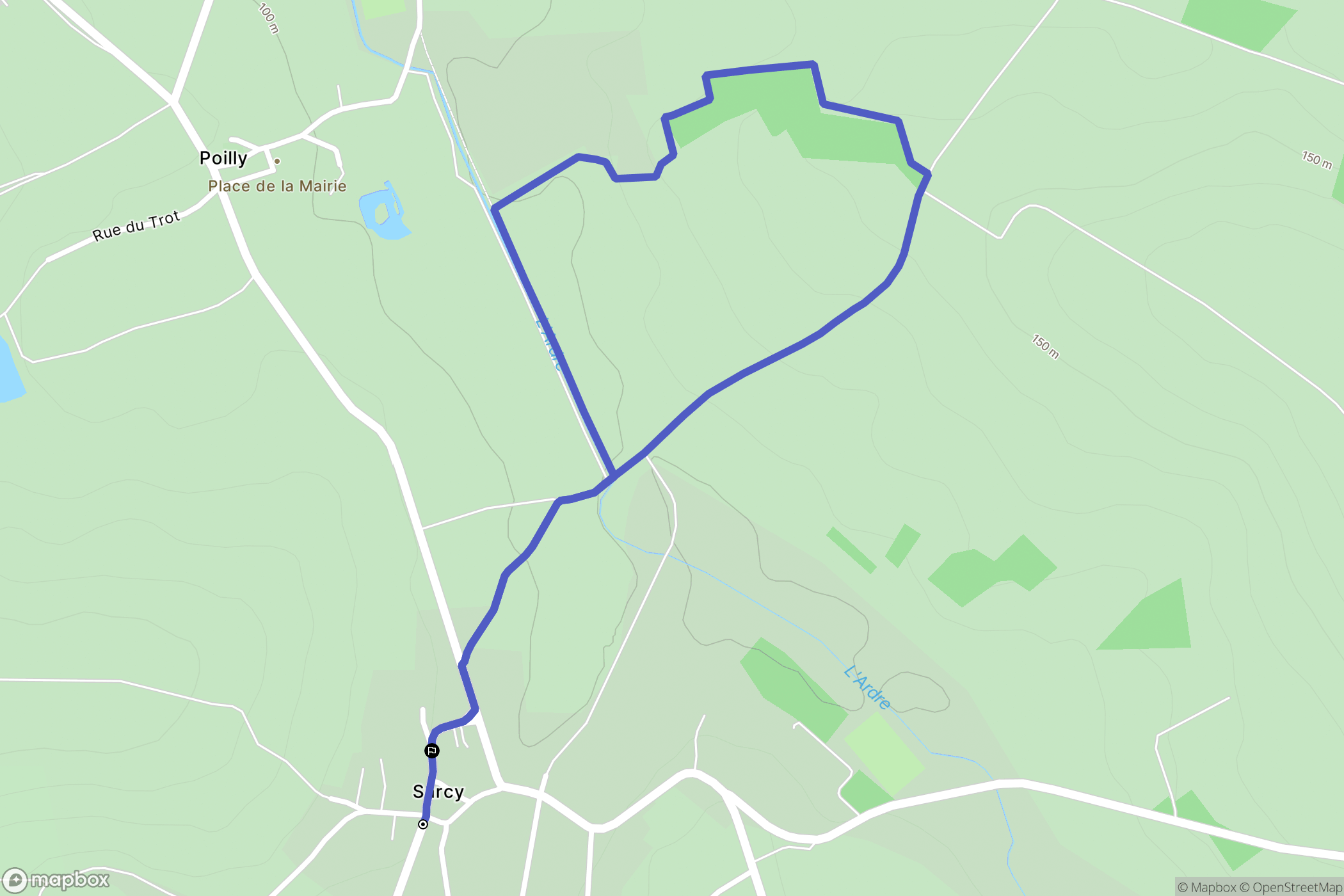 Sarcy : carte du parcours de randonnée - France