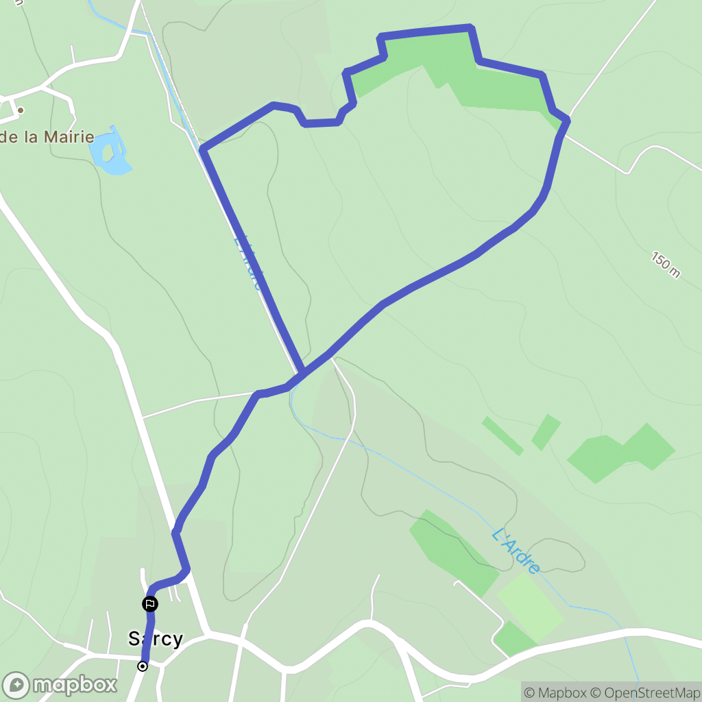 Sarcy : carte du parcours de randonnée - France