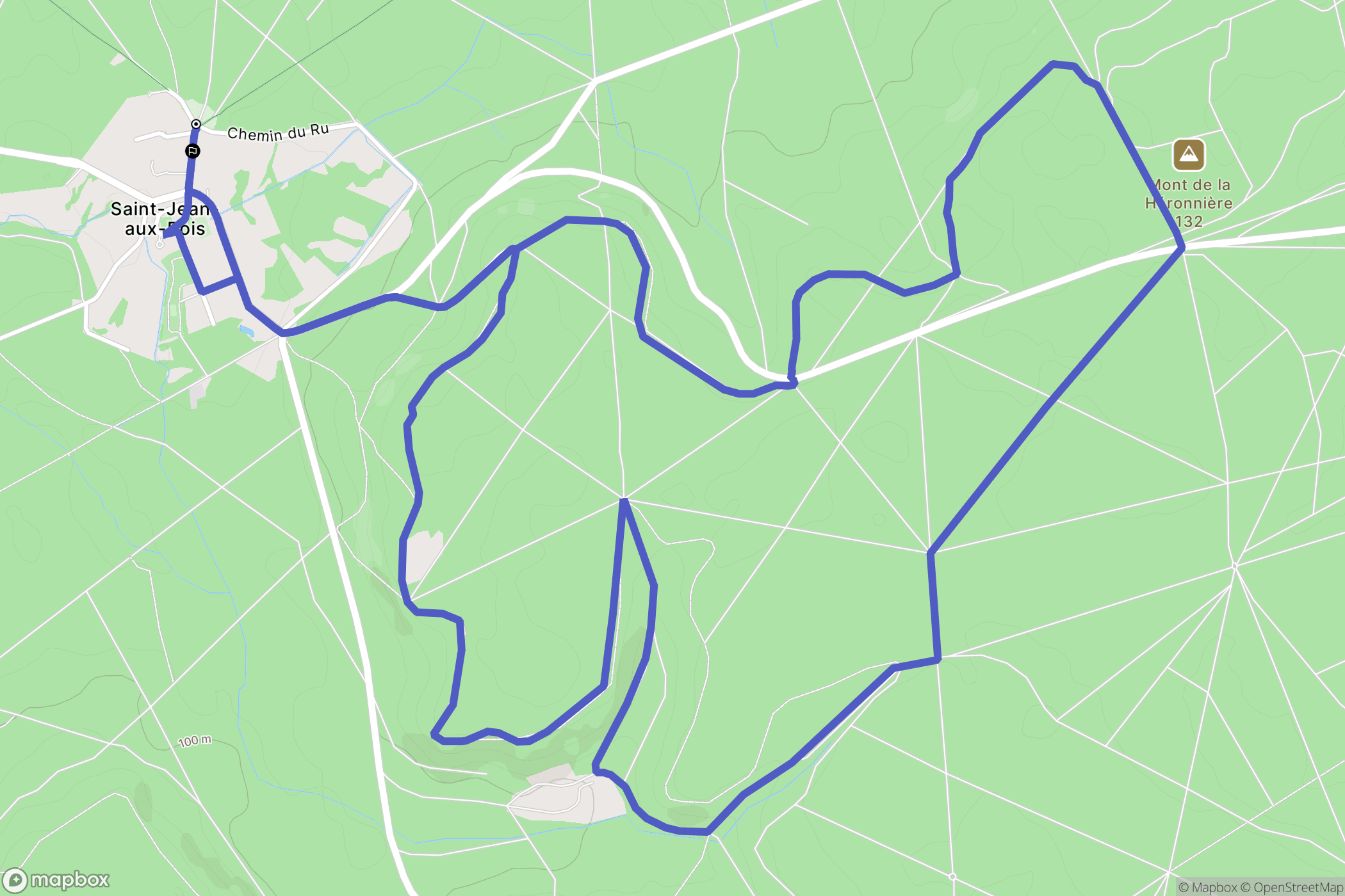 Saint-Jean-aux-Bois : carte du parcours de randonnée - France