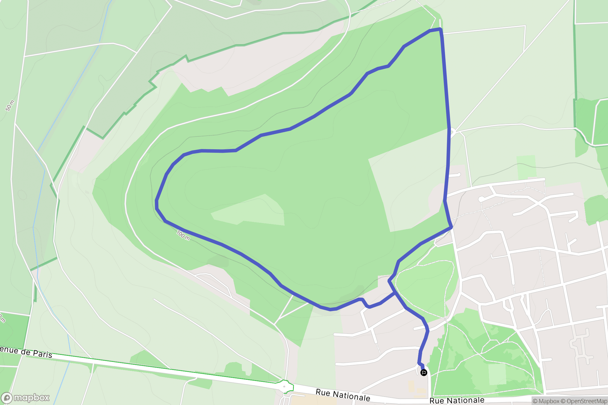 Issou : carte du parcours de randonnée - France