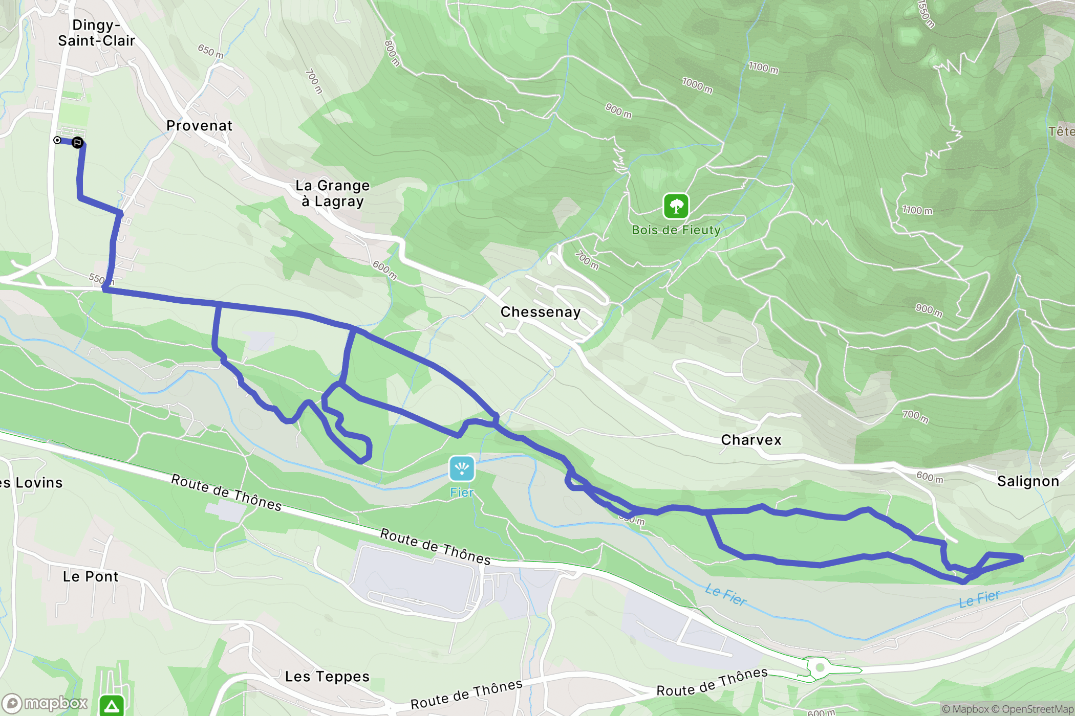 Dingy-Saint-Clair : carte du parcours de randonnée - France