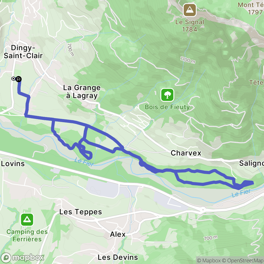 Dingy-Saint-Clair : carte du parcours de randonnée - France