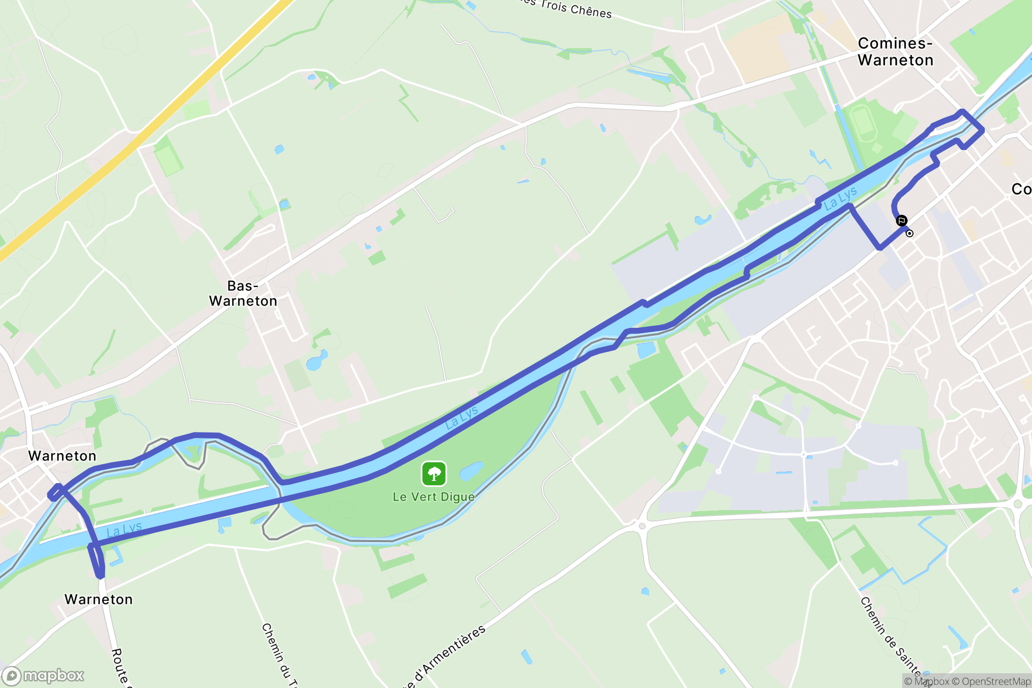 Comines : carte du parcours de randonnée - France
