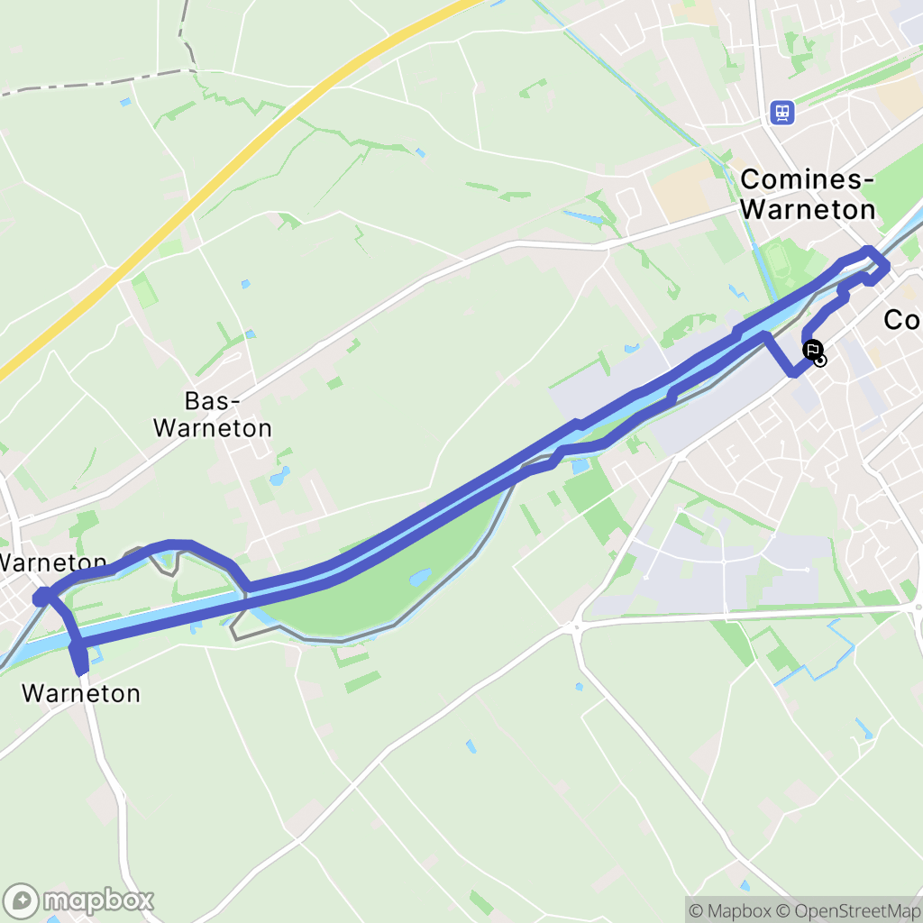 Comines : carte du parcours de randonnée - France
