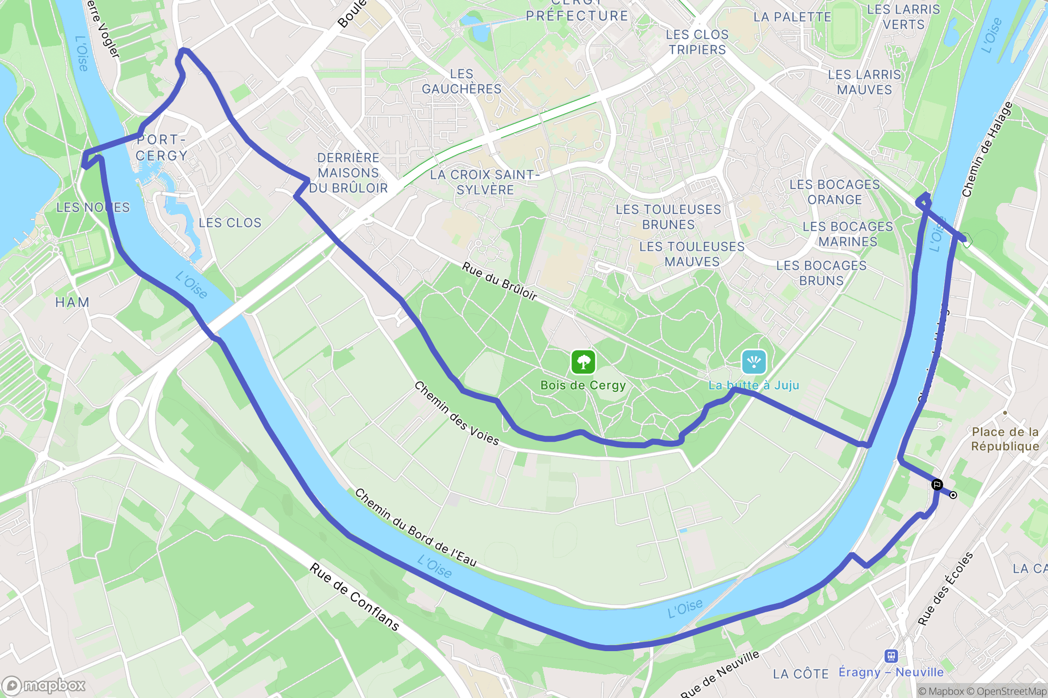 Eragny : carte du parcours de randonnée - France