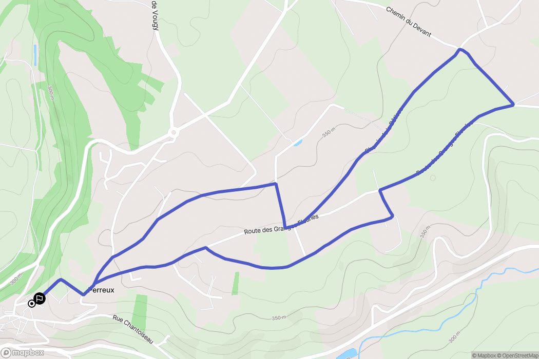 Perreux : carte du parcours de randonnée - France