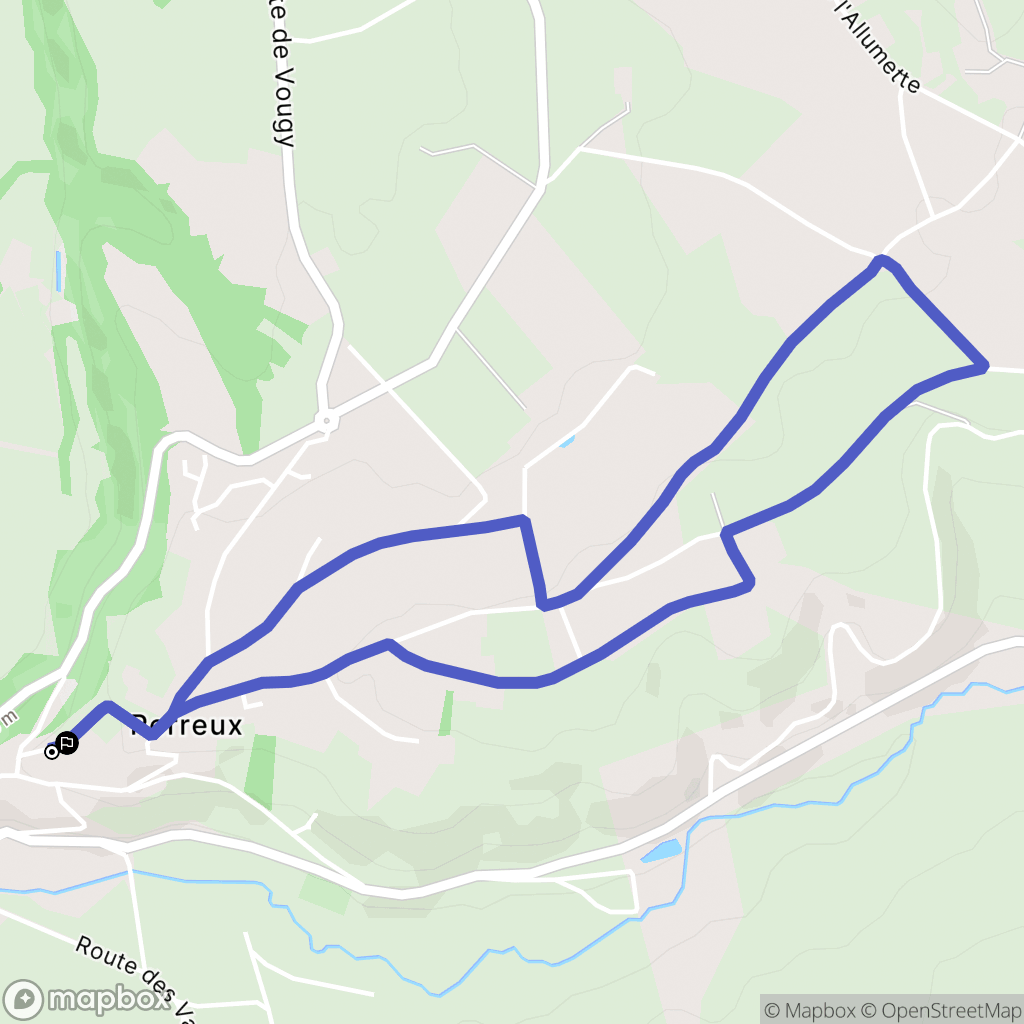 Perreux : carte du parcours de randonnée - France