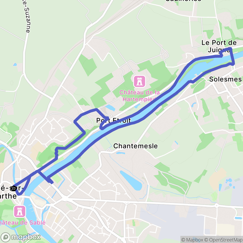 Sablé-sur-Sarthe : carte du parcours de randonnée - France