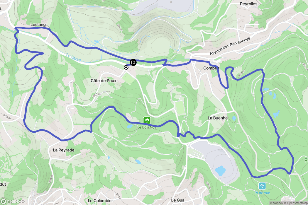 Combes : carte du parcours de randonnée - France