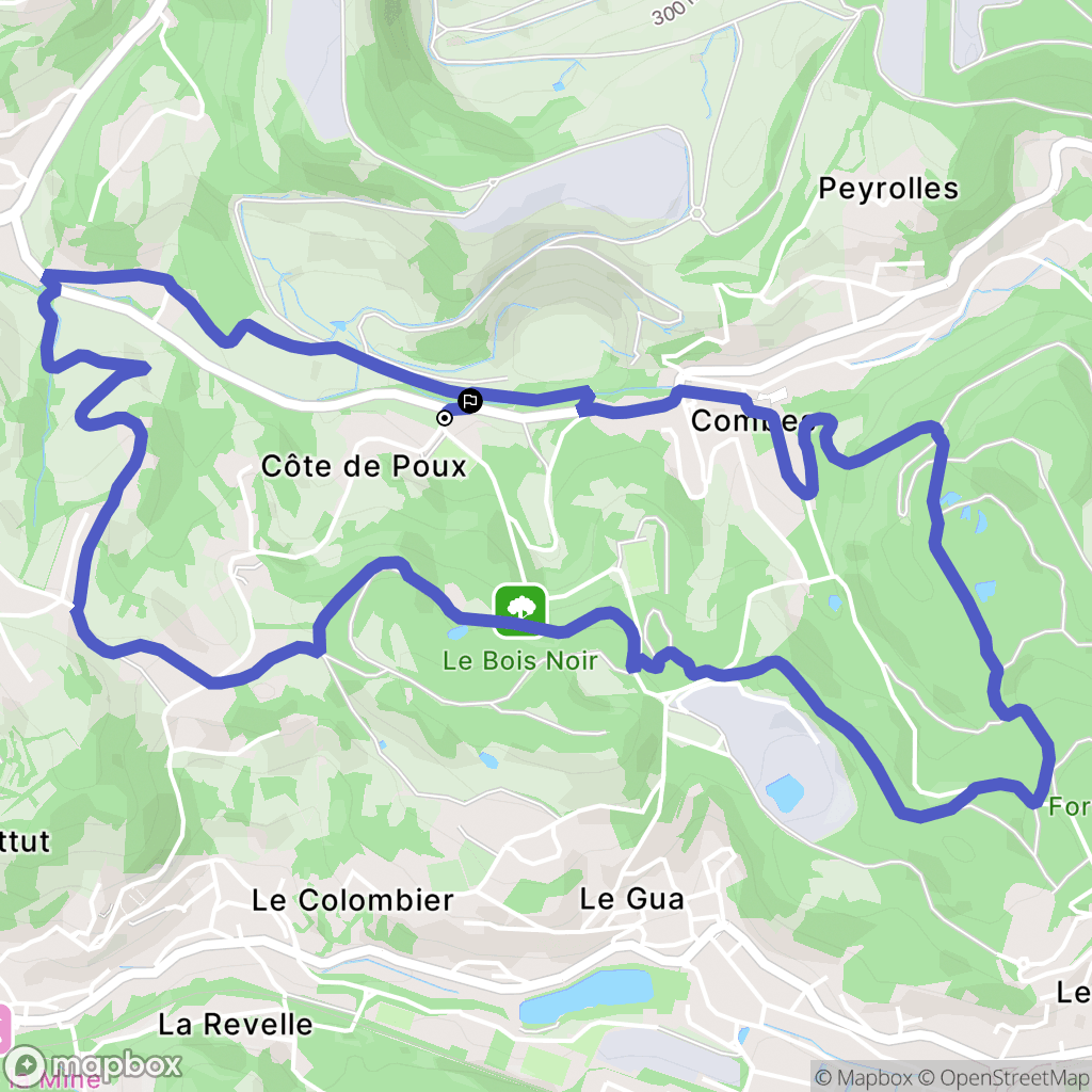 Combes : carte du parcours de randonnée - France