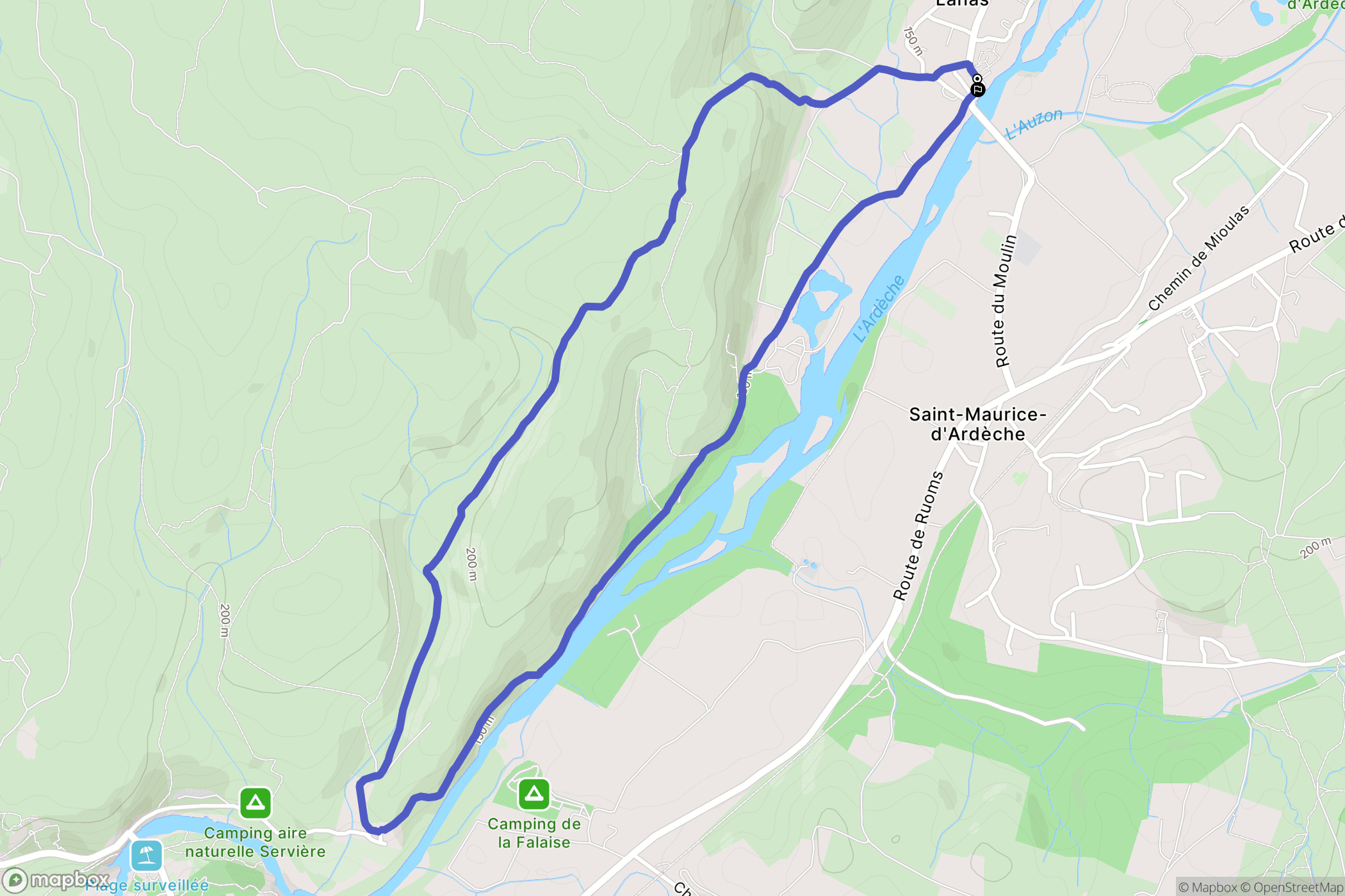 Lanas : carte du parcours de randonnée - France