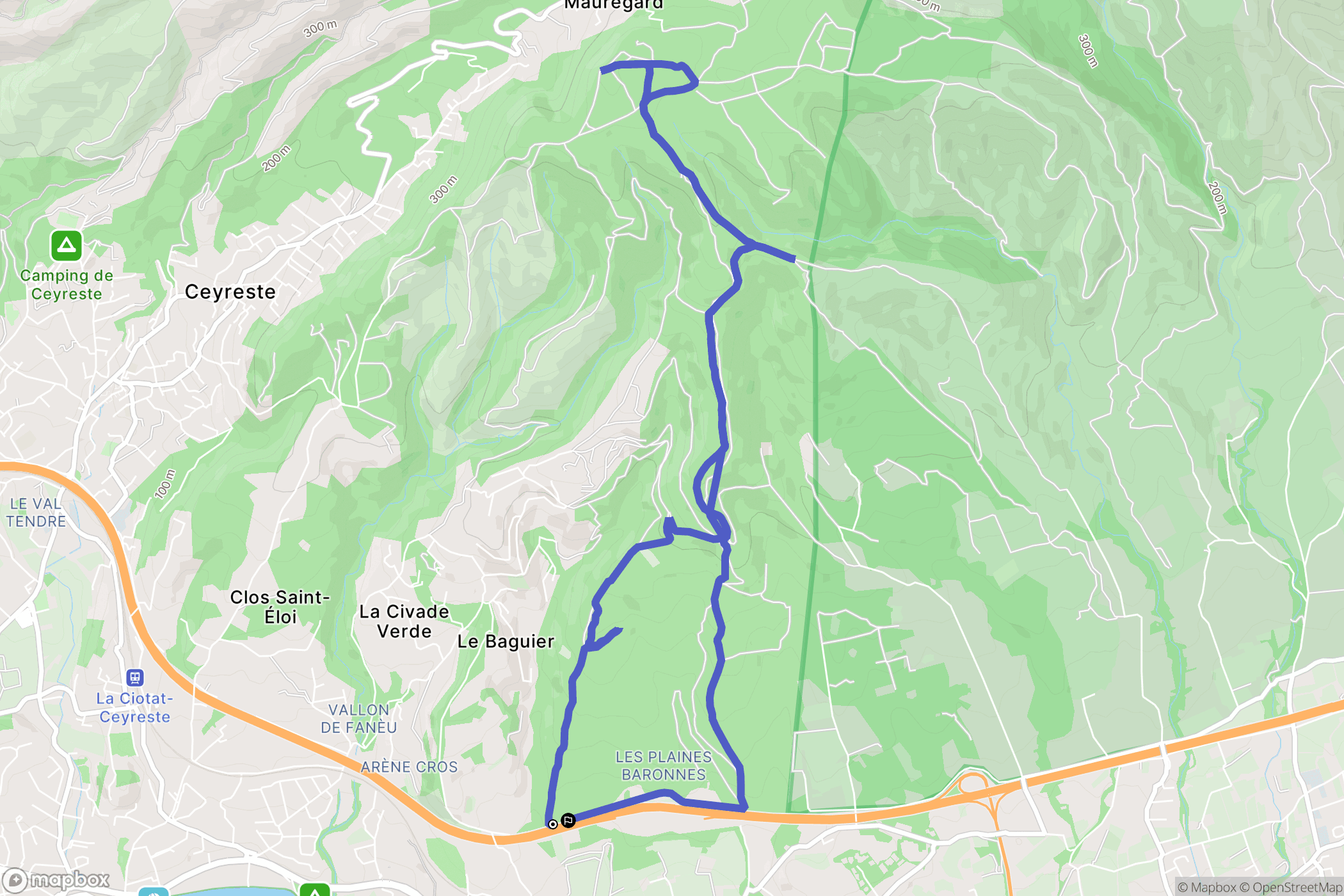 La Ciotat : carte du parcours de randonnée - France