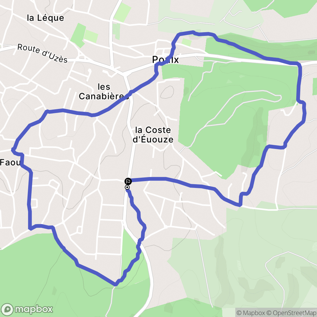 Poulx : carte du parcours de randonnée - France