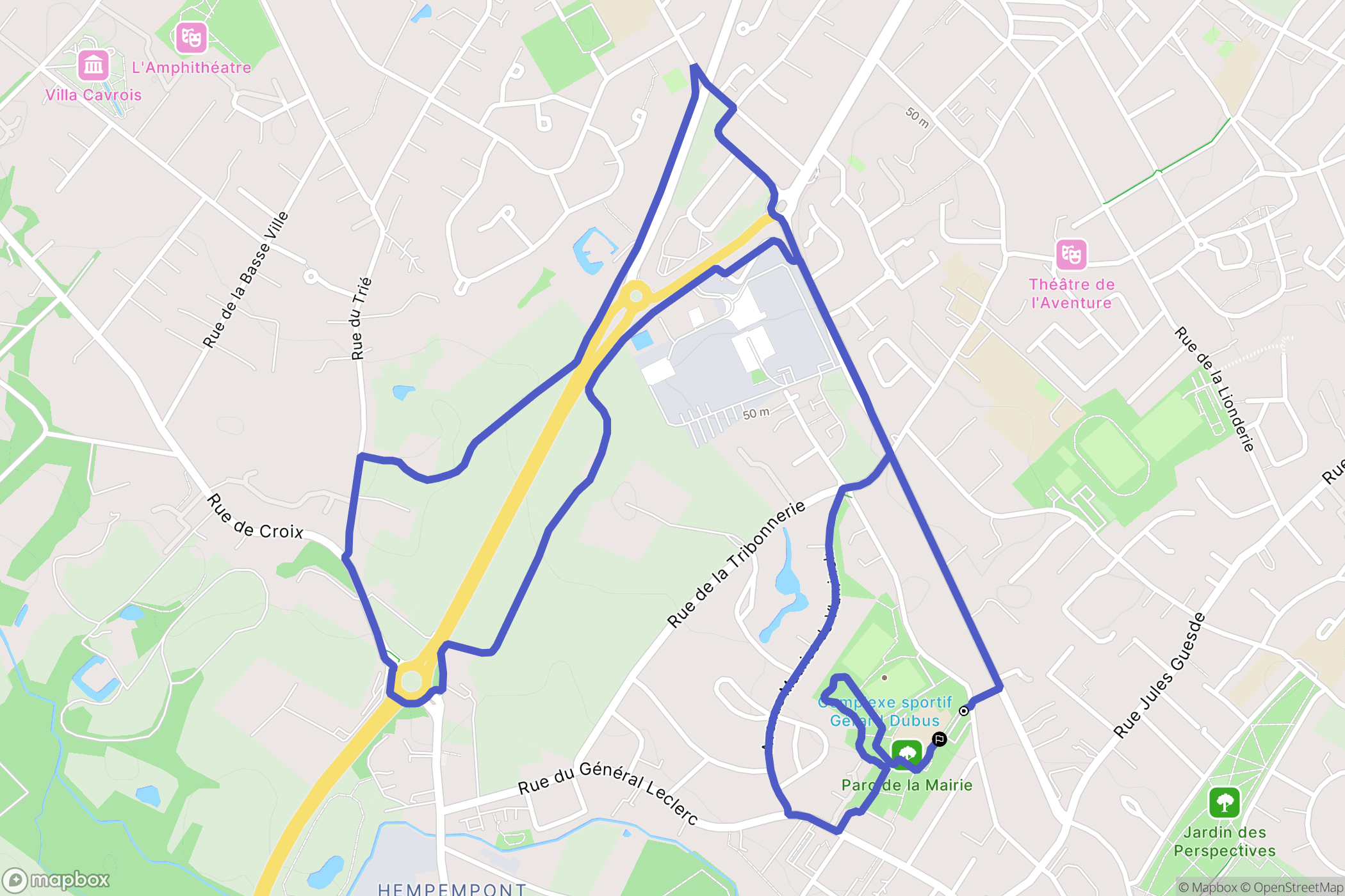 Hem : carte du parcours de randonnée - France