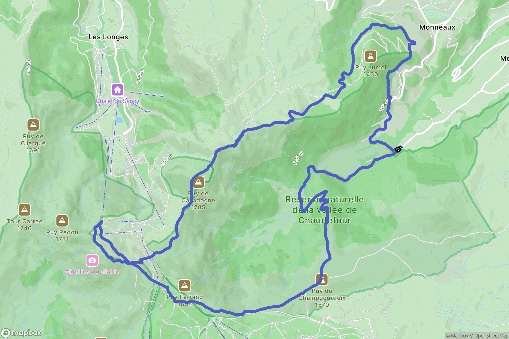Chambon-sur-Lac : carte du parcours de randonnée - France