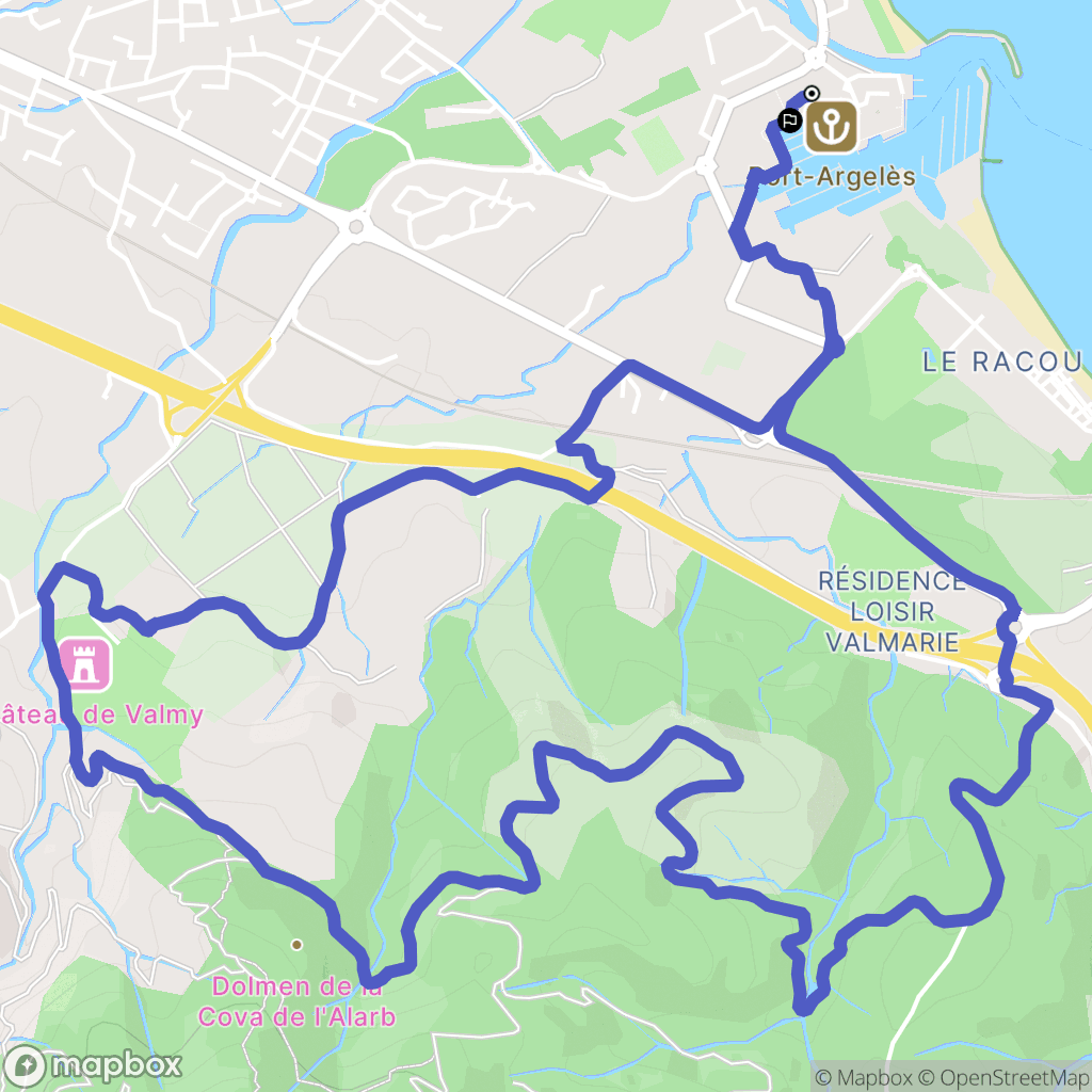 Argelès-sur-Mer : carte du parcours de randonnée - France