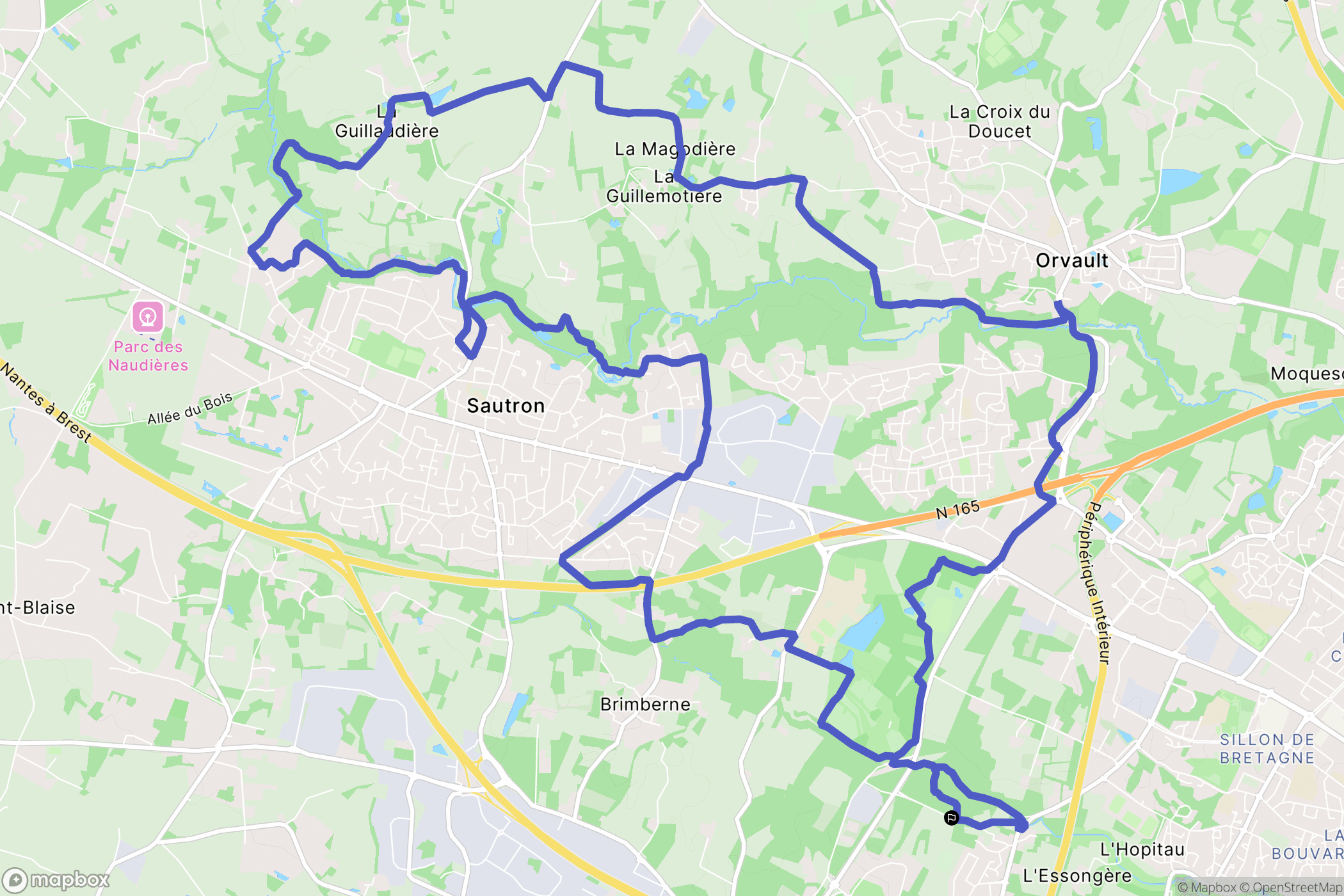Nantes : carte du parcours de randonnée - France
