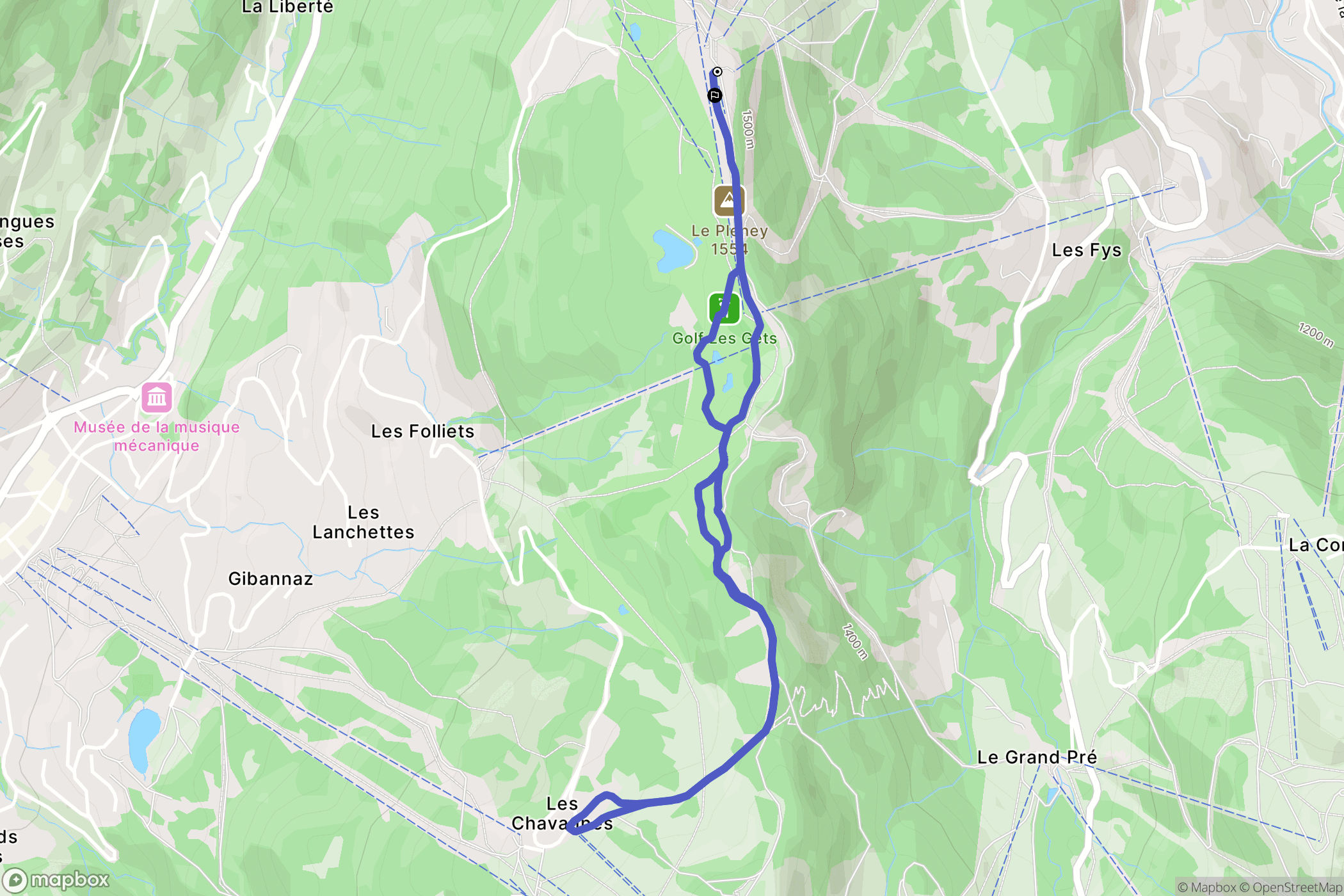 Les Gets : carte du parcours de randonnée - France