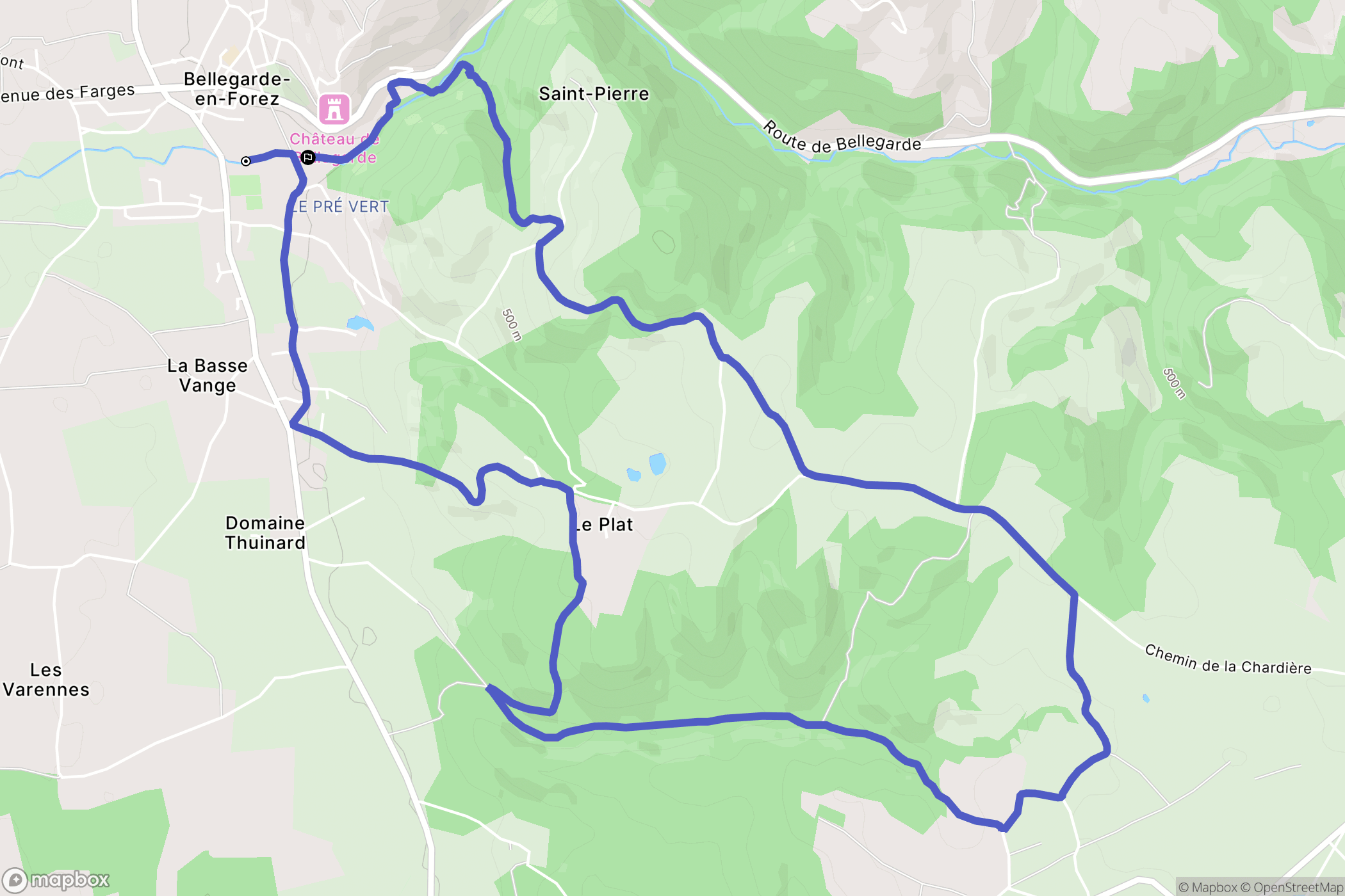 Bellegarde-en-Forez : carte du parcours de randonnée - France