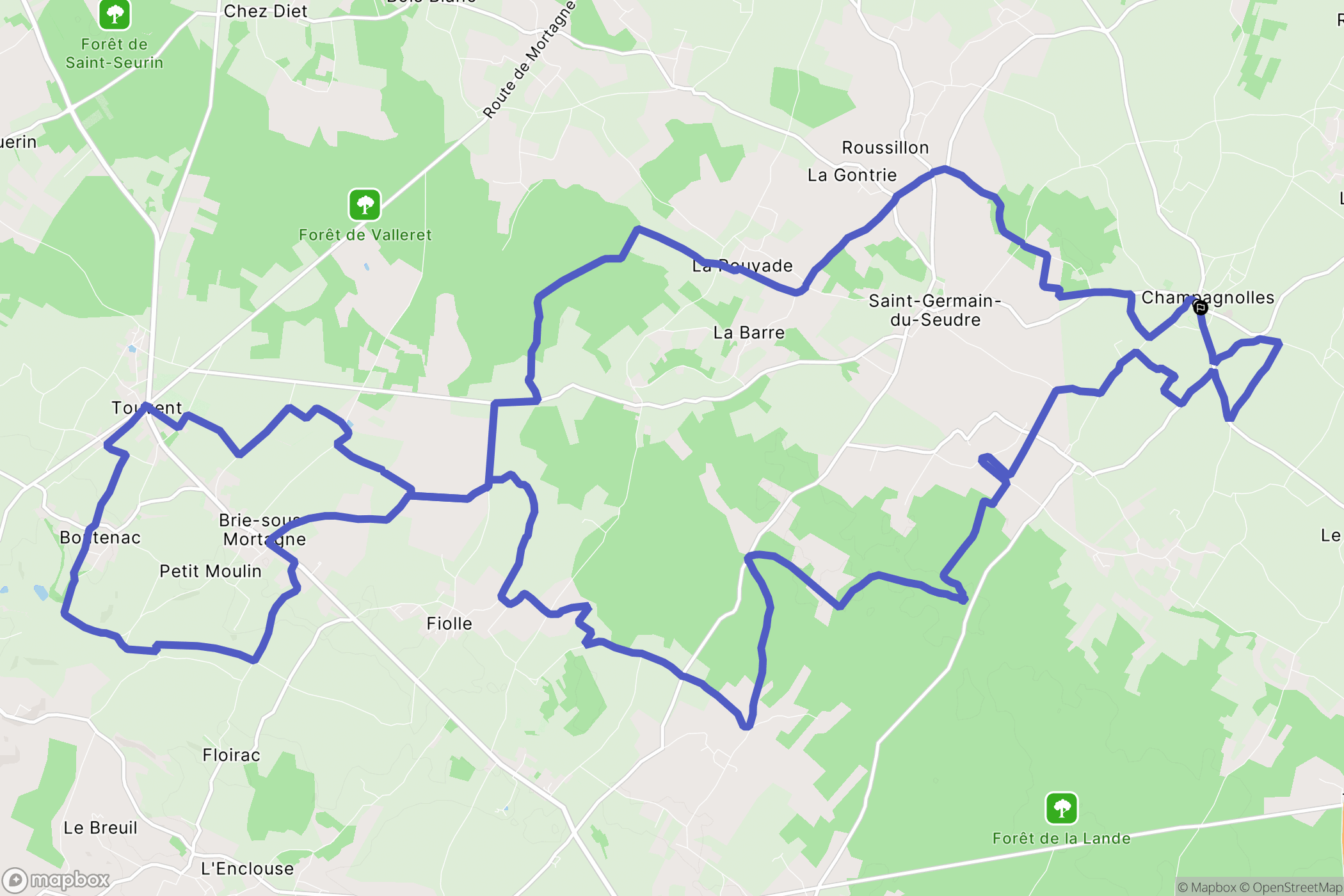 Champagnolles : carte du parcours de randonnée - France