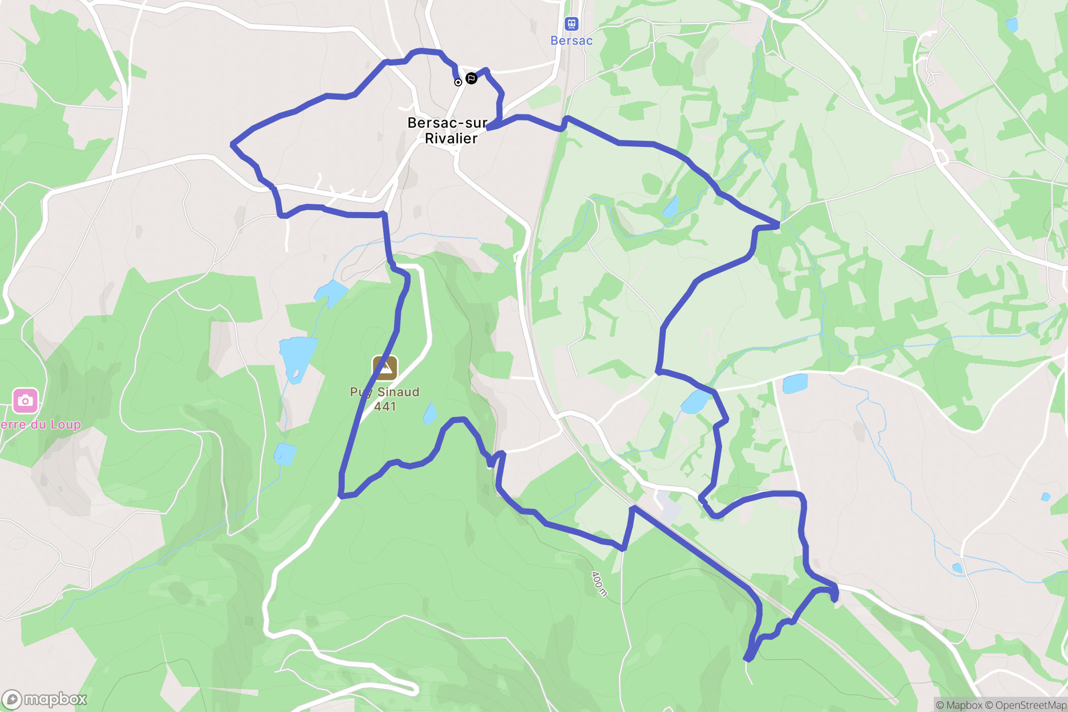 Bersac sur Rivalier : carte du parcours de randonnée - France